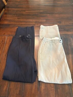 2 Pair Joseph & Feiss Black and Khaki Dress Pants 34x32